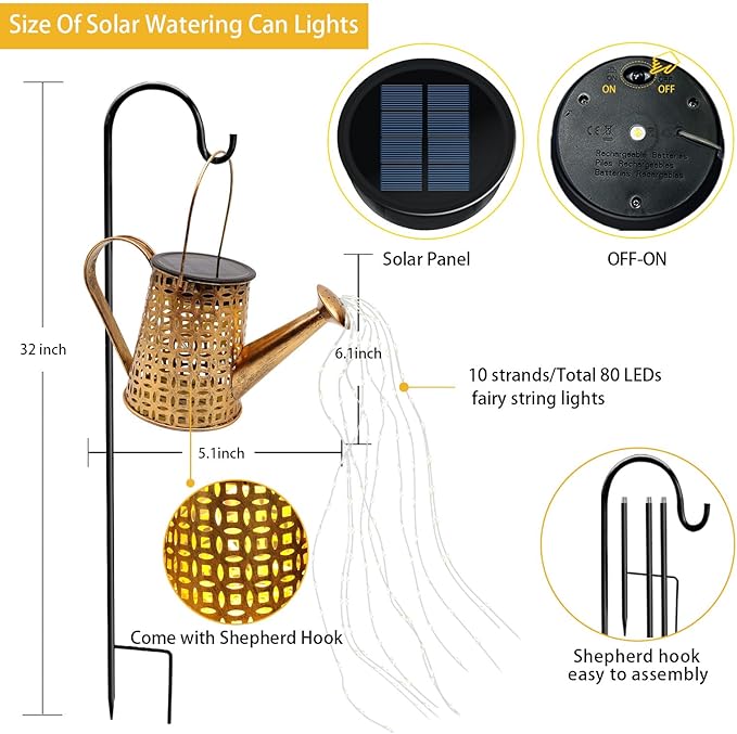 Solar Watering Can Lights, Owl Gifts for Women Mom Grandma Birthday, Waterproof Outdoor Garden Decor Large Hanging Solar Lanterns Garden Lights for Patio Porch Yard Flowerbed Pathway