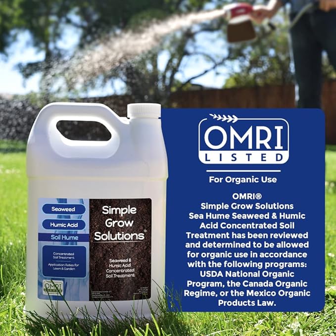 Organic Super Seaweed Humic Acid Blend- Liquid Sea Kelp for Grass and Plants - Soil Hume - Simple Grow Solutions- Natural Lawn & Garden Concentrated Treatment- Use with Fertilizer Program (128 Ounce)