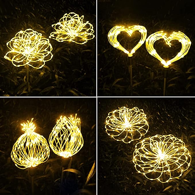 Solar Garden Lights 4-Pack Waterproof Decorative Pathway Firefly Lights for Courtyard & Garden Party Warm White