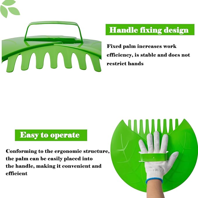 Eastrans 2set Leaf Scoops and Hand Rakes,Leaf Claws for Picking up Leaves,Grass Clippings and Lawn Debris,Light Green,4pcs