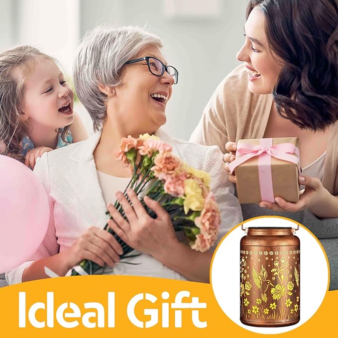 Solar Lanterns Outdoor Waterproof Hummingbird Garden Decor Mothers Day Gifts for Women Mom Grandma Hanging Solar Lights Metal Solar Decoration Outside for Yard, Backyard, Patio Deals