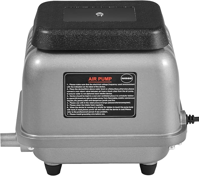 VEVOR Linear Air Pump, 109L/Min Air Flow Septic Aerator Pump, Aeration System for 1/2 Acre 10 FT Deep Ponds, Water Gardens, Waste Treatments, Septic Tanks, Aquariums, Seafood Restaurants, Fish Farms