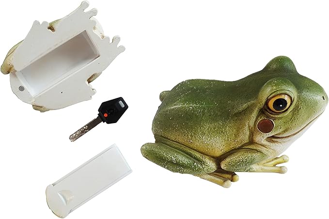 Hide a Key Frog Hand Painted Polyresin Outdoor Statue and Key Holder,Look and Feels Like a Real Frog for Yard,Garden,Patio