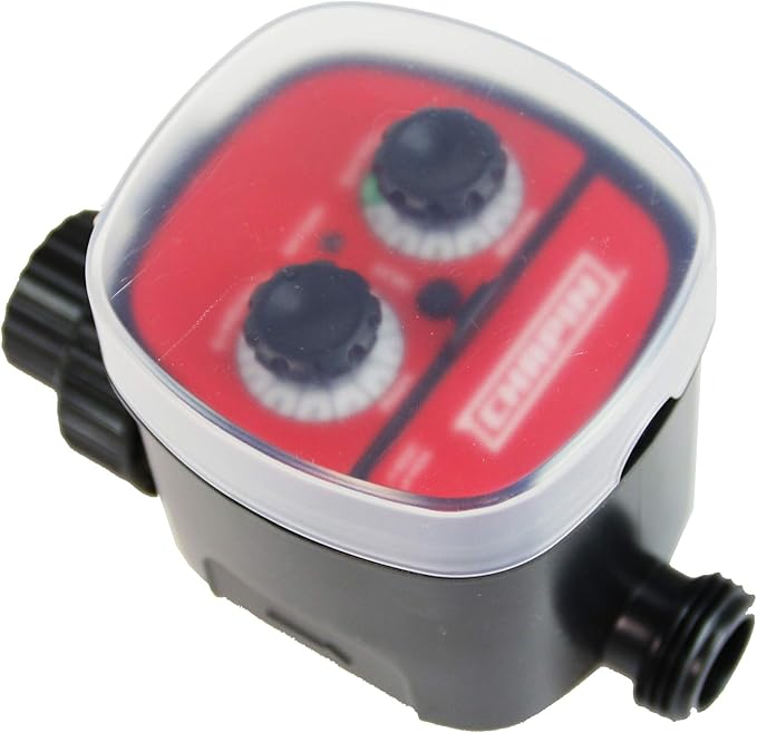 Chapin 41001 Single Zone Water Timer With Water Resistant Construction, Numerous options for Frequency of Watering/Duration of Watering Settings and up to 116 PSI, Red/Black