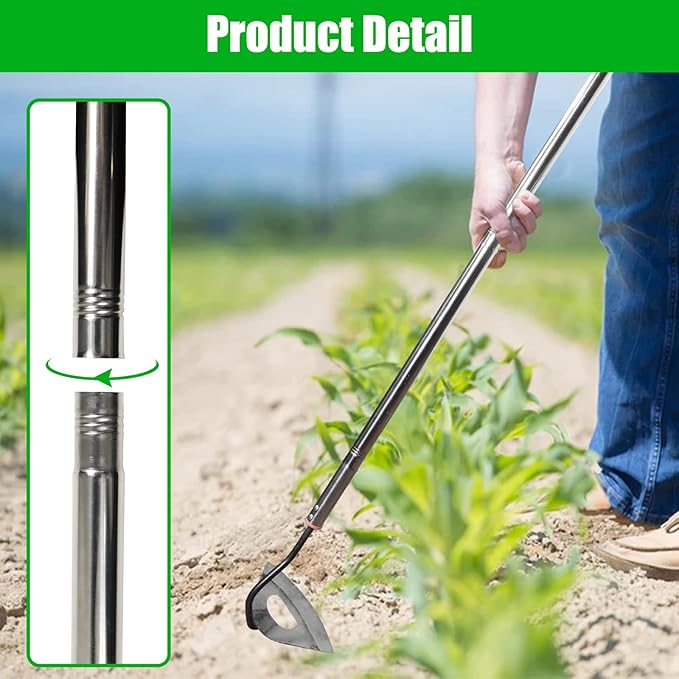 Hoe Garden Tool,All-Steel Hardened Hollow Hoe Heavy Duty Action Hoe with 55 Inch Adjustable Handle Scuffle Garden Hula Hoe with Rake for Backyard Weeding,Farm Planting (2 Pack Long Handle Hoe)