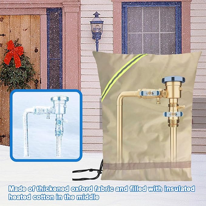 Backflow Preventer Insulation Cover, Irrigation Backflow Valve, Insulated Pouch for Winter Pipe Freeze Protection,Waterproof Sprinkler Valve System Cover for Snow, Sun Exposure