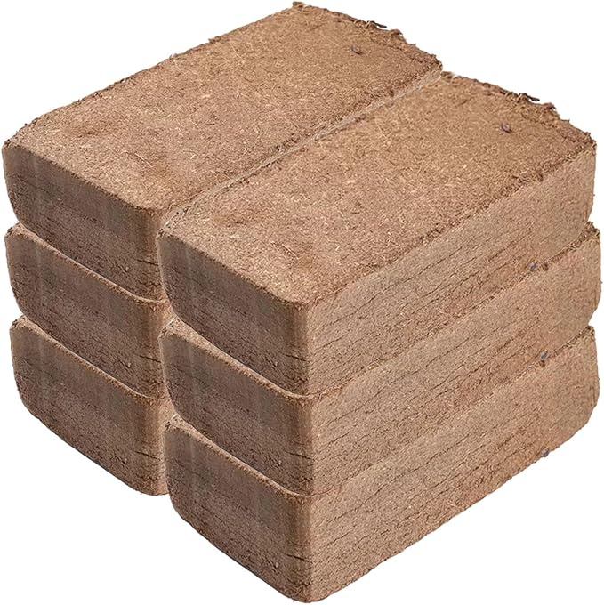 Coconut Coir Brick, 6 Pack 8.6 Pound Coconut Fiber Block, Organic Nutrition Soil for Plants and Flowers, Great Seed Bed (6)
