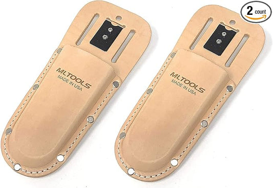 Leather Holster for Pruning Shears | Made in USA | 100% Fine Grain Leather | Gardening Equipment Case with Steel Metal Clip | Nifty Pouch for Hand Pruners | Wide Belt Slits