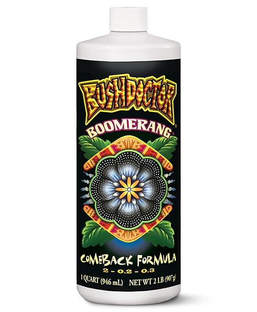 Fox Farm Bushdoctor Boomerang Fertilizer - for Fast Recovery of Stressed Plants, Root Health, Solubilized Nutrition - Perfect for Hydroponic & Soil Application- NPK 2-0.2-0.3, (Quart)