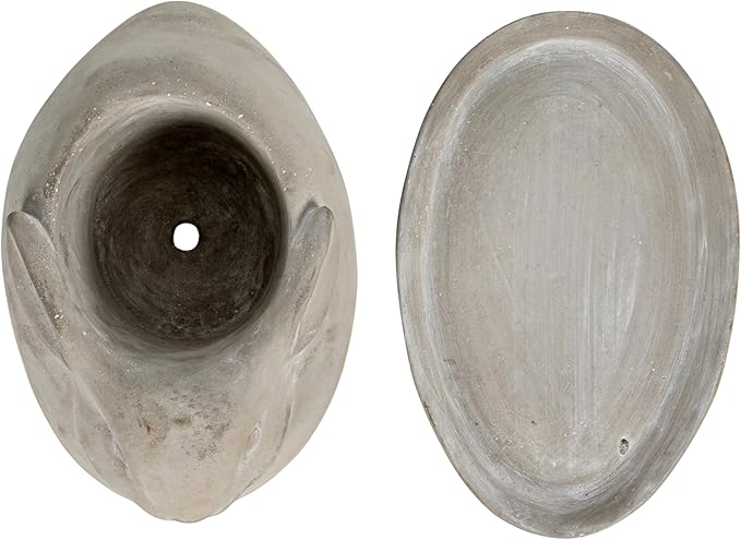 Creative Co-Op Cement Rabbit Planter with Saucer (Set of 2 Pieces)