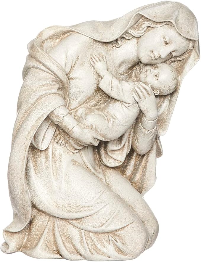 Joseph's Studio by Roman Inc., Kneeling Madonna, Garden Collection, Religious Statue, Holy Family, Memorial, Angel, Patron Saint, Garden Décor (6x10x13)