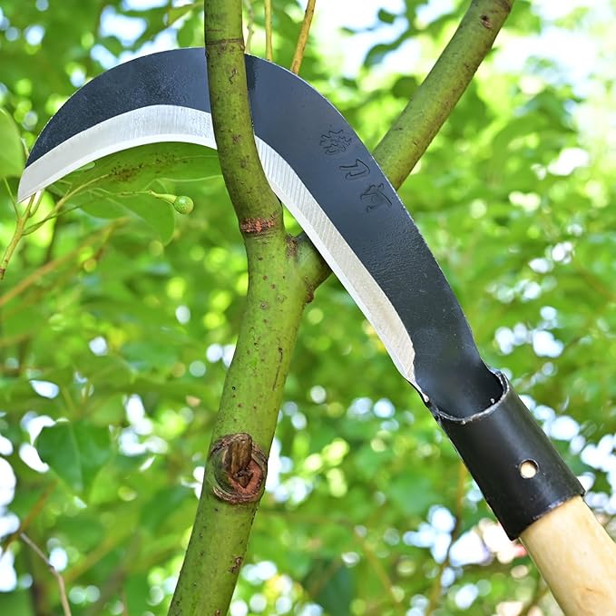 Billhook Sickle Machete Knife,Clearing Sickle,Manganese Steel Blade Hand held Sickle Tool - Multipurpose Gardening Weeding Grass Sickle and Farming Portable Safety Sickle
