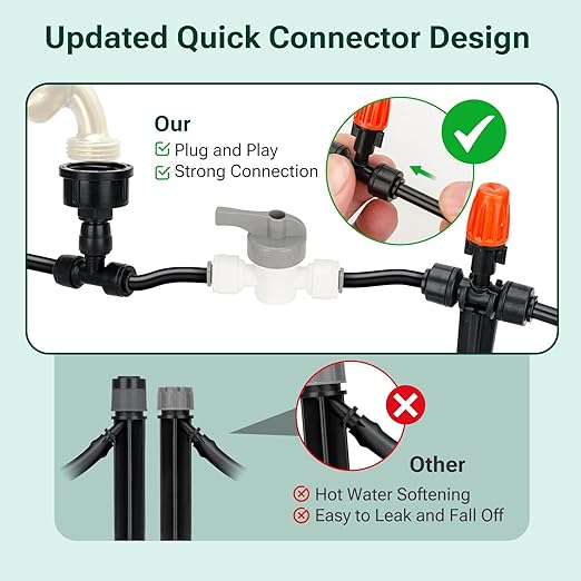 60FT Garden Watering System, Yomile New Quick-Connect Automatic Garden Watering Misting System, Blank Distribution Tubing, Saving Water Automatic Irrigation Equipment for Patio Lawn