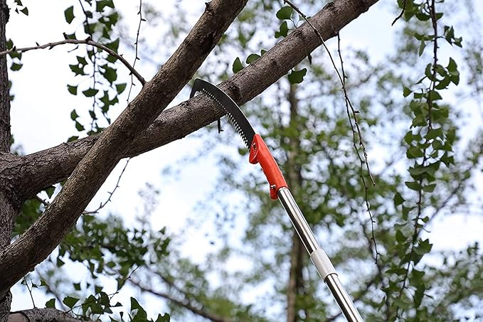 HOSKO 10FT Pole Saw for Tree Trimming, Long Extension Pruning Saw, Blade Tree Trimmer Pole, Manual Pole Cutter for, Yard Garden and Patios Trees Branches Cutting
