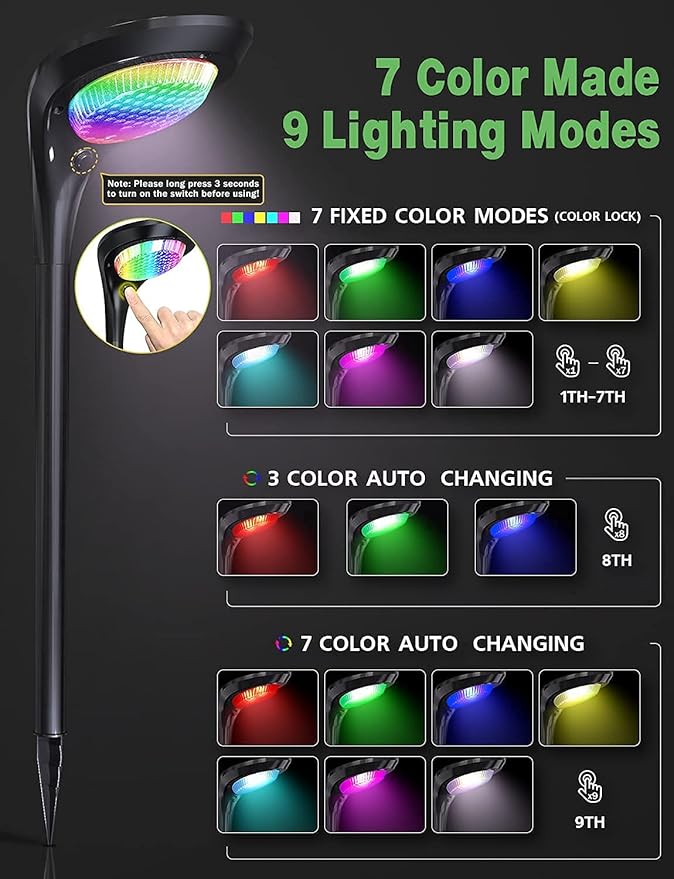 Color Solar Pathway Lights, 4-Pack Color Changing Solar Lights Outdoor Waterproof for Easter Halloween Christmas LED Garden Landscape Light Solar Powered for Yard Path Patio Driveway Lawn