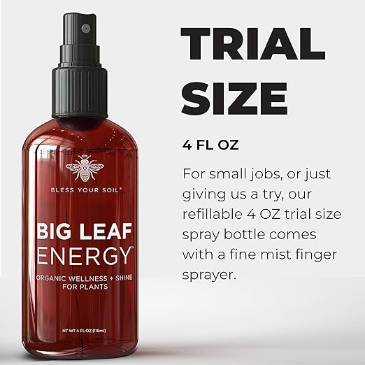 Big Leaf Energy : 4 OZ Trial Size : Ready-to-Use Spray for Plant Wellness : Organic Leaf Shine and Bio Protectant