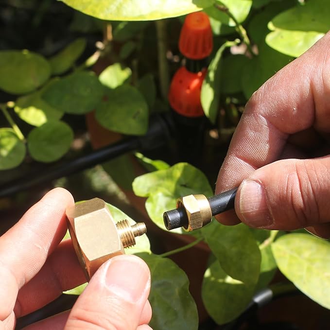 Garden Hose Drip irrigation Adapter,Brass 3/4"GHT Female Thread to 1/4 Water Hose drip irrigation fittings hose adapter (3 Set)