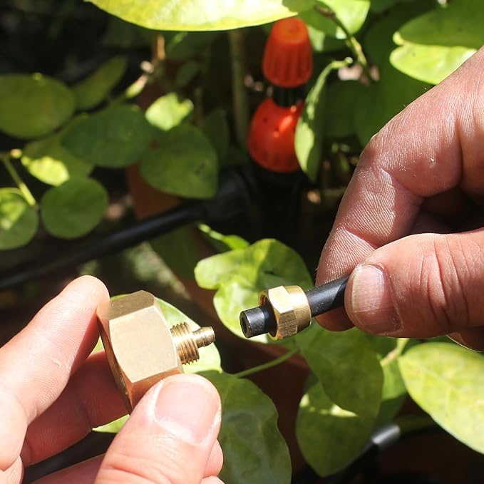 Garden Hose Drip irrigation Adapter,Brass 3/4"GHT Female Thread to 1/4 Water Hose drip irrigation fittings hose fittings (1 Set)