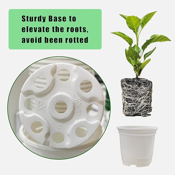 10CM White Seedling Pots 4 inch New Material Planter Pots 50 Pcs, Soft and Sturdy Bottom Transplanting Pots with 50Pcs Screen Pads（50Pcs,4Inch,White