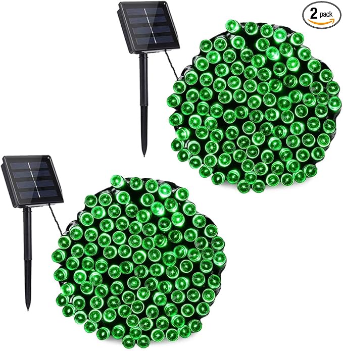 Toodour Solar Christmas Lights, 2 Packs Total 144ft 400 LED 8 Modes Solar String Lights, Waterproof Solar Outdoor Christmas Lights for Garden, Patio, Fence, Balcony, Christmas Tree Decor - Green