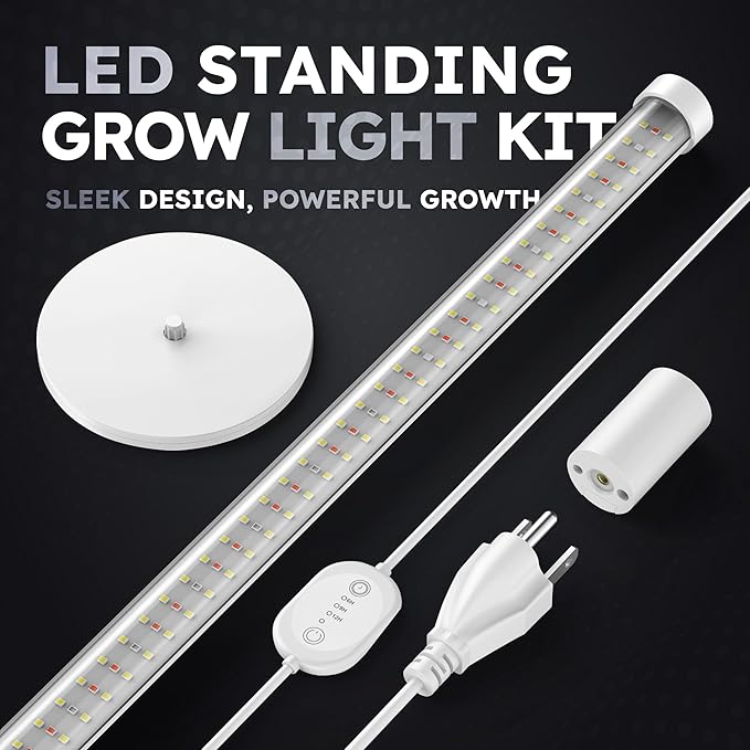 LED Grow Lights for Indoor Plants Full Spectrum - 45in Height Plant Lights for Indoor Growing with Timer, 6000K LED Grow Light Standing Plant Lamp, 243 LEDs
