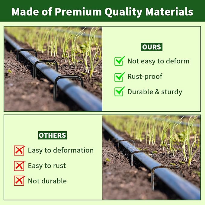 6 Inch Galvanized Garden Landscape Staples Stakes, Heavy Duty Anti Rust Stakes U-Shaped Weed Barrier Fabric Stakes for Holding Fence Ground Cover Artificial Turf Soaker Hose Dripper Irrigation (50).