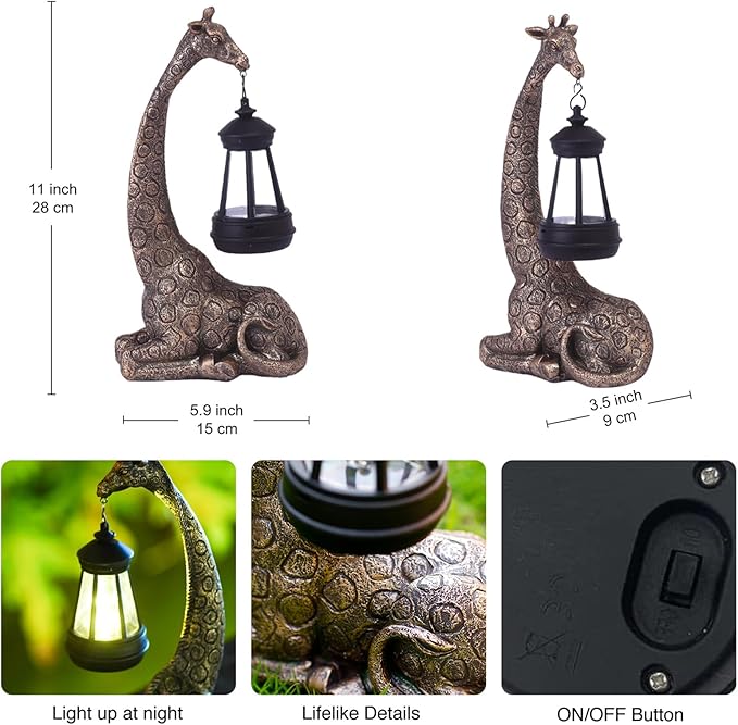 Goodeco 11 "Giraffe Statue for Garden and Home Decor - Ideal for Giraffe & Mom Gifts, Birthdays, Women's Presents, and More! Eye-Catching Ornament for Indoor and Outdoor Use (Giraffe)