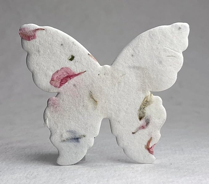 Of The Earth Handmade Paper - Wildflower Seed Paper Butterfly Shape - Large 3" - Set of 24 (17s Pink Recycled)