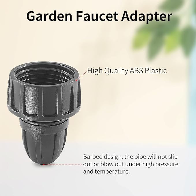 4Pcs 3/8 Inch Drip Irrigation Hose Connectors 3/4 Inch Garden Faucet Hose Adapter Drip Irrigation Tubing Connector for Garden Irrigation Misting System