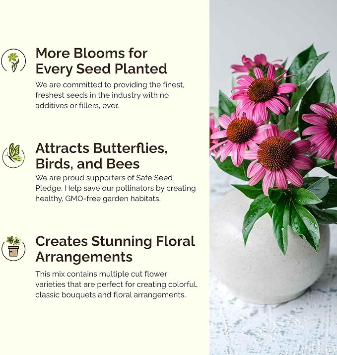 Eden Brothers Hawaii Wildflower Mixed Seeds for Planting, 1 lb, 480,000+ Seeds with Sunflower, Coneflower | Attracts Pollinators, Plant in Spring or Fall, Zones