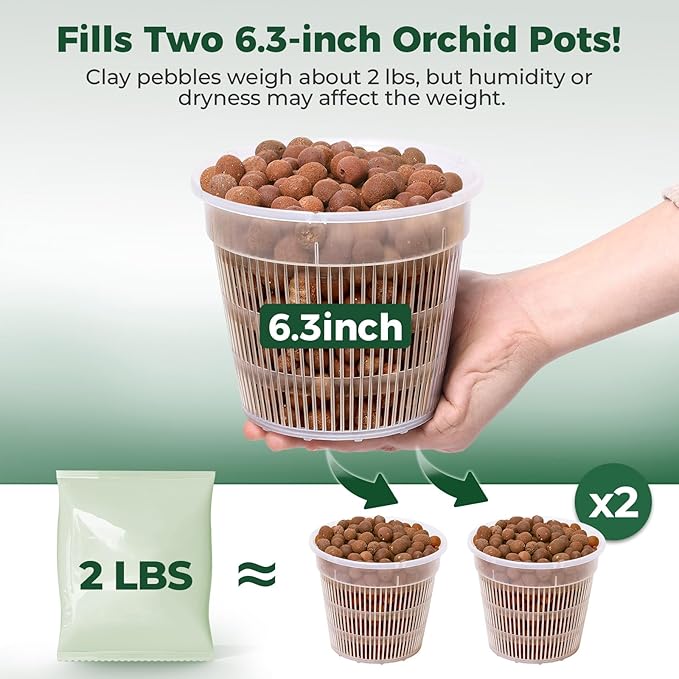 T4U Leca Clay Pebbles for Plants, 2 LBS 10-20 mm Clay Balls for Indoor Plants, Natural Clay Pebbles for Orchid Potting Mix, Hydroponic, Leca Pots, Plant Drainage, Garden Soil