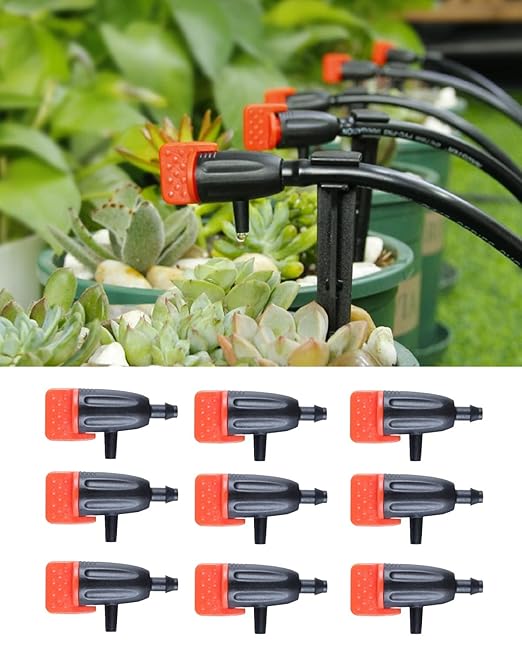 Garden Irrigation Dripper, 30 Pack Adjustable Drip Emitters Garden Succulent Watering Dripper Sprinkler for 4mm/7mm Hose for Home Succulents Plants Lawn Flower Irrigation System