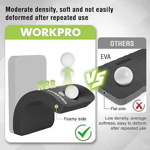 WORKPRO Extra Thick Kneeling Pad, Soft Foam Cushioning for Knee, Large Foam Kneeler Mat for Gardening, Bathing Baby, Workout Supplies, 17.5 x 11 x 1.5 in, Black