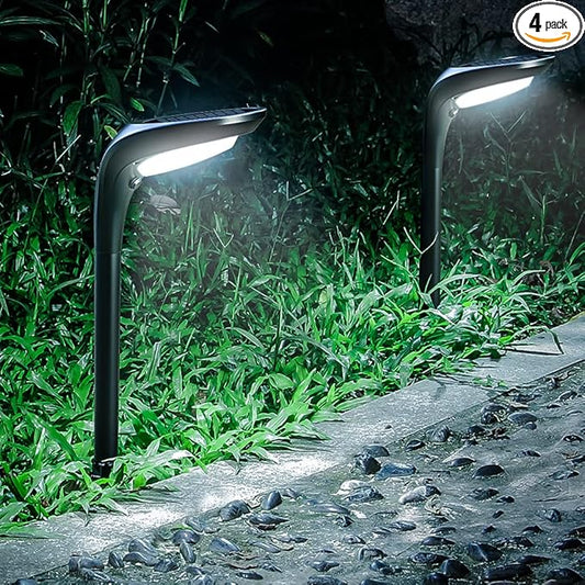 Solar Pathway Lights Waterproof - 4 Pack 150 Lumen Bright Solar Outdoor Lights with 2 Color Modes, Landscape Path Light Auto On/Off for Driveway Walkway, Garden, Yard, Porch, Patio Decor