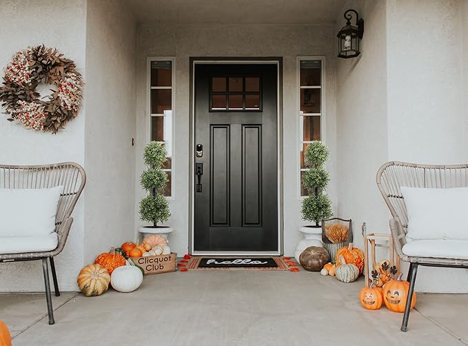 38''T Outdoor Boxwood Triple Ball Topiary Potted Plant Anti-UV Front Door Decor 2Pack