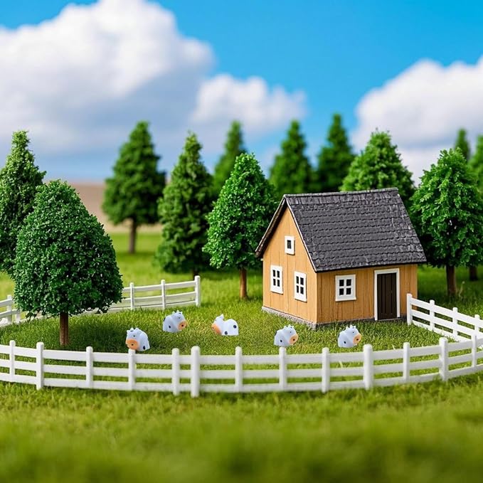 DoubleWood Mini Cow Figurines Set, 120 Pieces, Resin Mini Animals Decorations for Fairy Gardens and Miniature Landscapes (120, White)