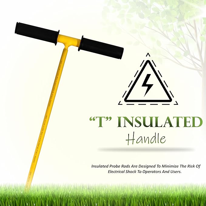 FEBTECH - Septic Tank Probe - Insulated Metal Soil Probe Rod - 60-Inch Long Overall, 3/8" Septic Tank Finder Probing Rod,T-Handle Septic Tank Locator Tool for Gardening, Agriculture, Septic Systems