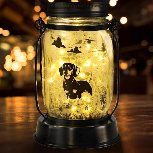 Dachshund Dog Solar Lanterns, Gifts for Women/Men, Weiner Dog Mom Gifts, Unique Birthday Gifts for Dachshund Lover, Garden Decoration Outside for Yard, Patio,Backyard,Porch