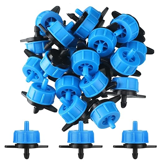 50 Pcs Drip Irrigation Emitters 1/4 Inch 4 GPH Water Tubing Irrigation Tubing Pressure Compensating Dripper Emitters System Drip Tip Constant Flow Heads Parts for Garden Watering Dripper