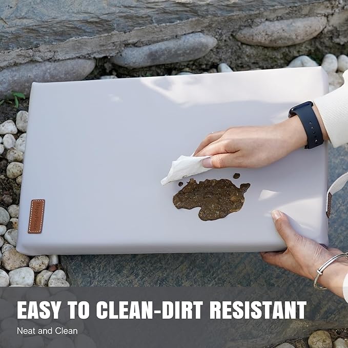 HappyPicnic Waterproof Garden Kneeling Pad - 2" Thick Soft Foam Kneeling Mat for Gardeners with Handle & Removable Cover, Knee Support for Bathing, Grey