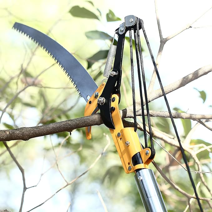 27 FT Pole Saws for Tree Trimming, [Ultra Sturdy] Tree Pruner with Thickened Saw Blade and Scissors for Tree Trimmer, Pole Cutter for Backyard and Garden, Bush Cutting and Pruning of Palm Trees