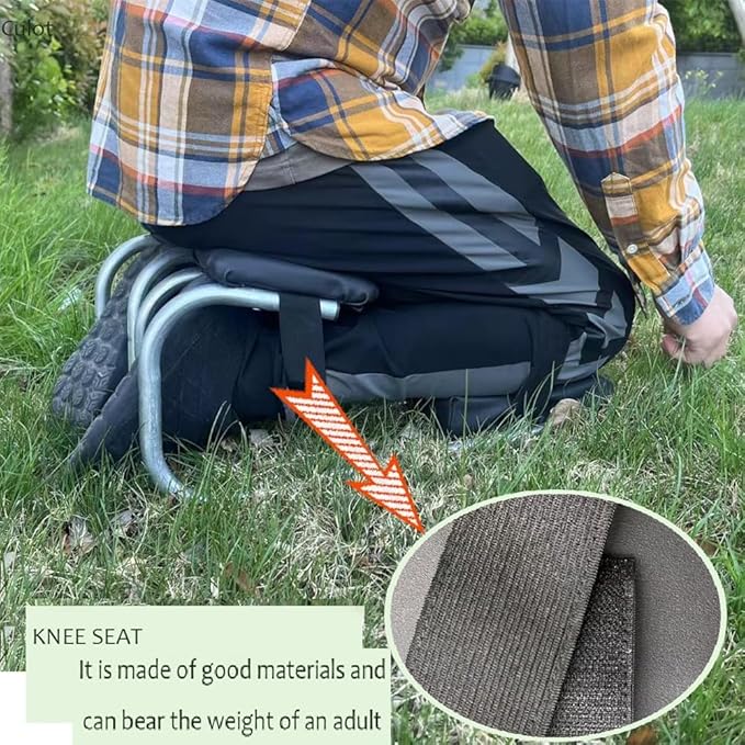 New Knee Seat for Gardening, Protecting Knees, Labor-Saving Tools for Farm Work, Strap on Kneeling Device for Garden (2PC-Silver)