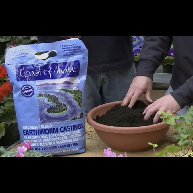 Coast of Maine Wiscasset Blend (8qt) Organic and Natural Earthworm Castings, Premium Soil Builder, to Brew Compost Tea