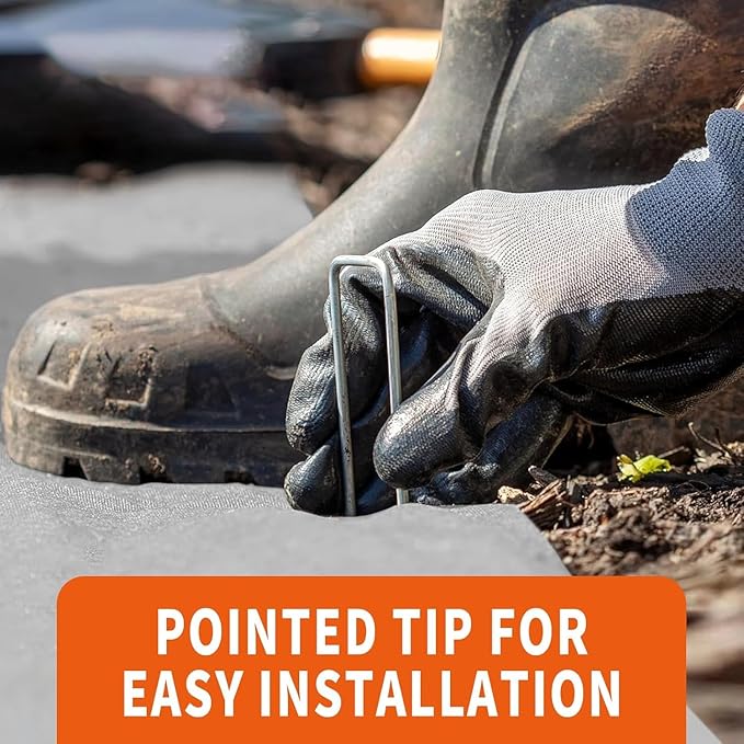 6 Inch Galvanized Landscape Staples- 500 Metal Garden Stakes for Gardening -11 Gauge Anti-Rust Heavy-Duty Ground Sod Pins Yard Stakes for Weed Barrier Fabric Irrigation Tubing Hose