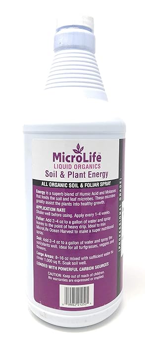 MicroLife Soil & Plant Energy Liquid Organic Concentrate Humic/Fulvic Acid & Molasses Foliar Spray or Root Stimulator, 1 QT