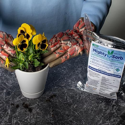 MightySorb Water Storing Crystals for Plants 8 oz. Water-Holding Polymer Hydrogel Granules Root Growth Stimulant Keeps Soil Moist Indoor Outdoor Plants Soil Amendment Prevent Over-Watering