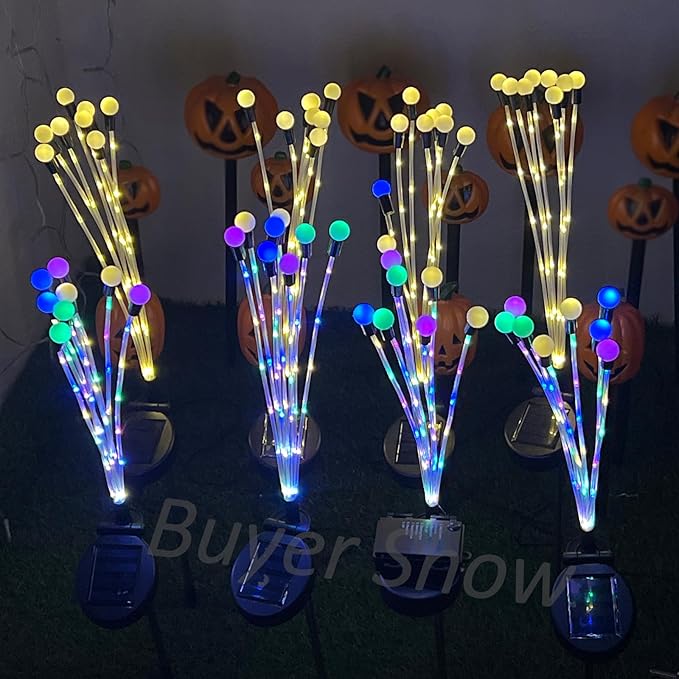 Solar Garden Lights, Upgraded Solar Lights Outdoor Waterproof, 4-Pack Solar Swaying Light-Sway by Wind, 32 LED Firefly Lights Solar Outdoor for Yard Patio Pathway Decoration (Warm White)