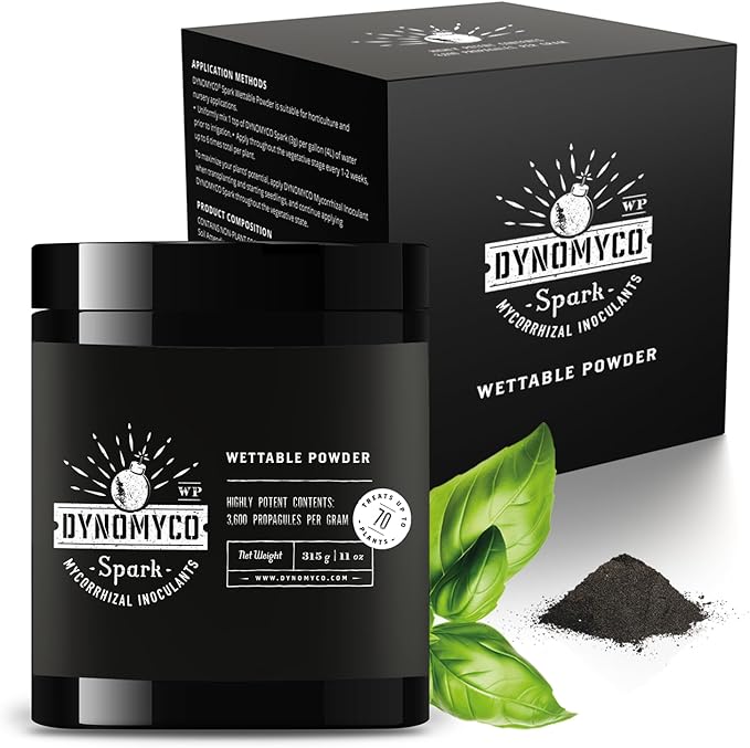 DYNOMYCO Spark 3 in 1 Mycorrhizal Inoculant Root Enhancer Powder for Plants – Root Stimulator for Plants Increases Access to Macro and Micro Nutrients (11 Oz/Up to 70 Plants)