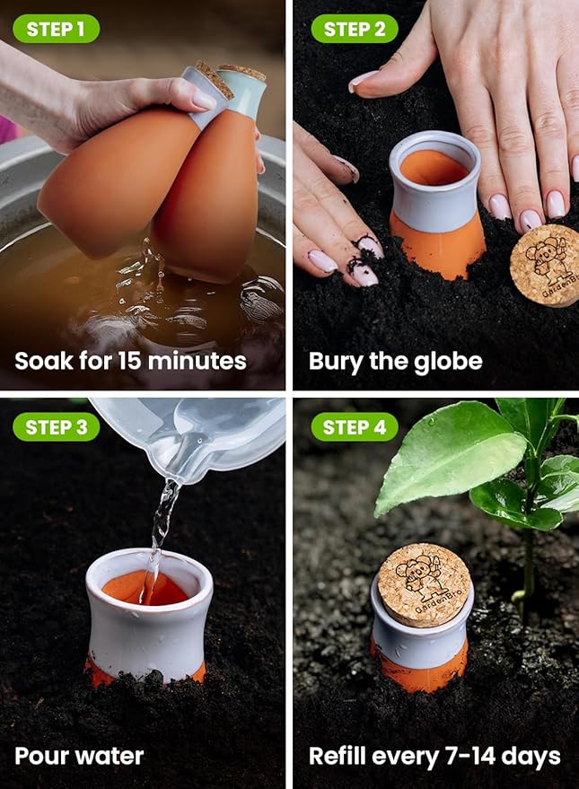 4 Pcs Ollas Terracotta Watering Pots Large - 14 Oz Self Watering Planter Insert Olla Watering System For 1-week Easy To Refill - Clay Plant Watering Globes For Outdoor & Indoor Plants [4, Multicolor]