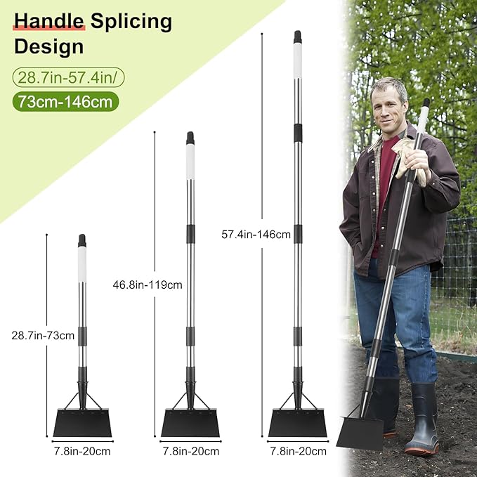 Garden Cleaning Shovel， Snow Shovel,59 Inch Handle Duty Garden Shovel， Multifunctional Cleaning Shovel，Suitable for Gardening, Planting, Weeding, Deicing and Other Gardening Tasks